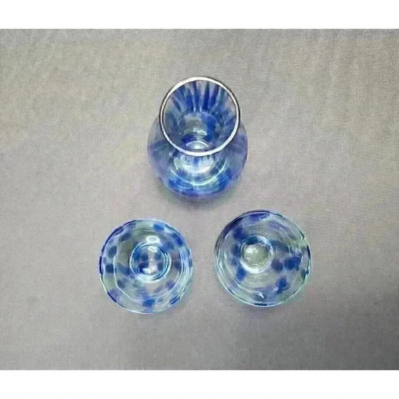 Vintage Tokkuri & Guinomi / Ochoko Sake Cups Murano Style Art Glass Hand Blown - Picture 5 of 5